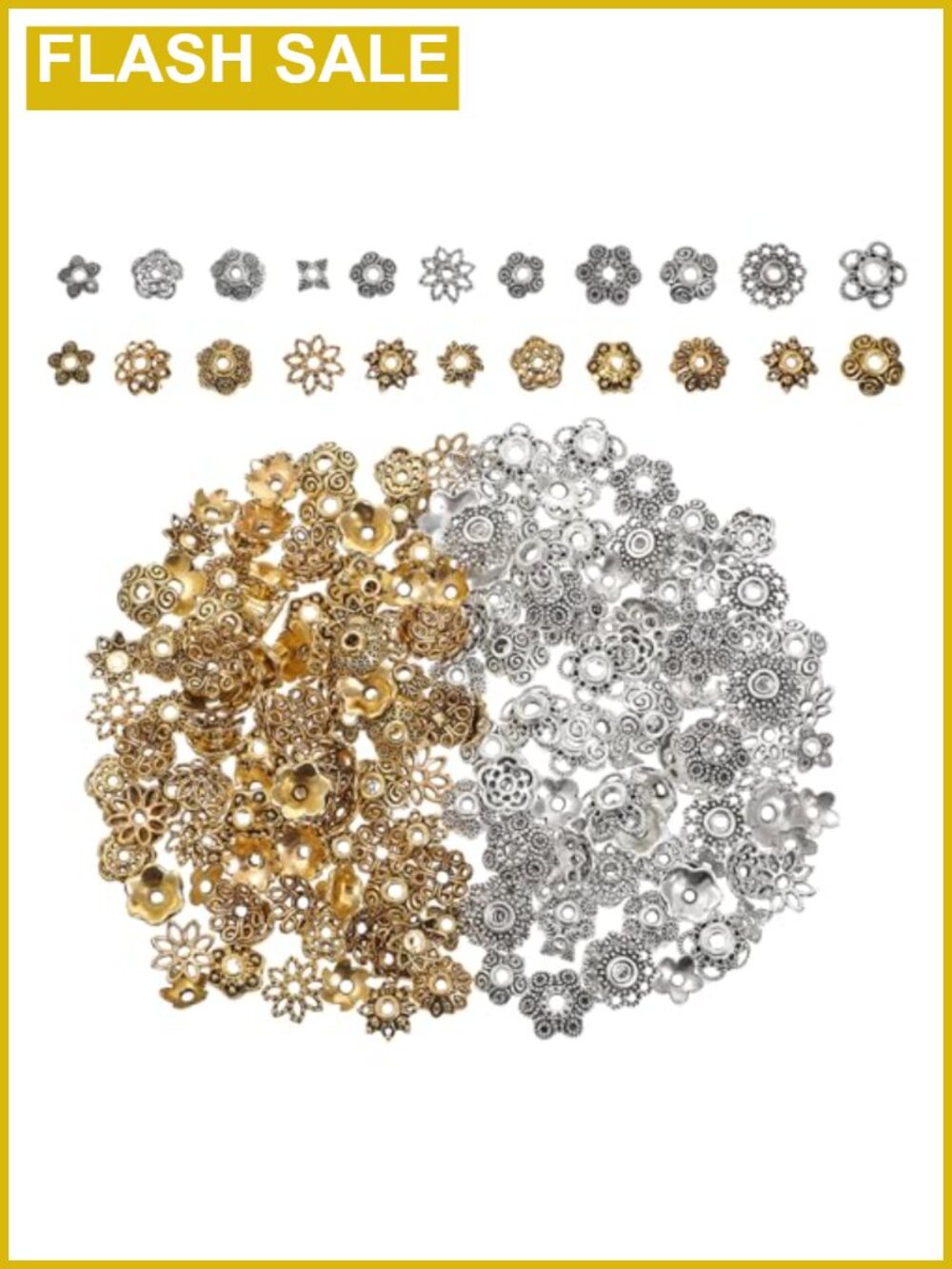 200 Pcs Flower Bead Caps for Jewelry Making Spacer Beads